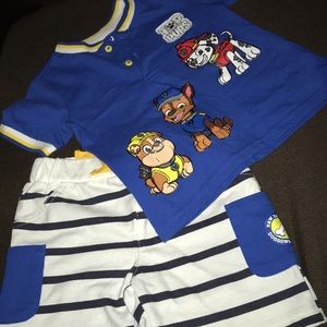 Paw Patrol matching shirt and shorts set